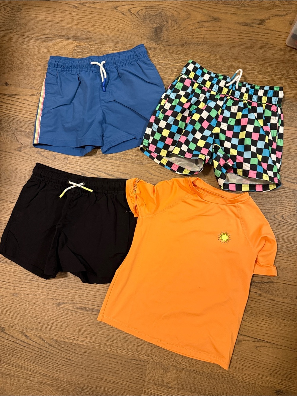 Art Class boys swim bundle - Orange Sun Rashguard + Assorted Swim Shorts